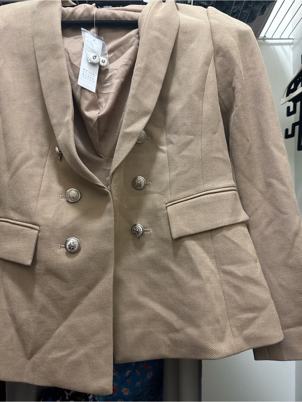 White House Black Market Beige Double-Breasted Blazer